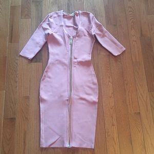 House of CB deep blush 3/4 sleeve bandage dress